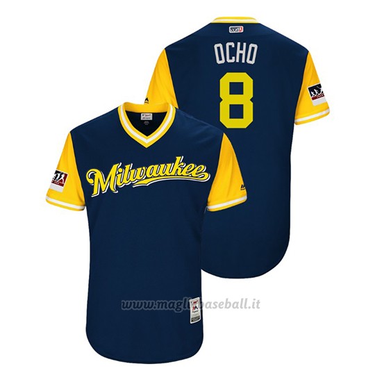 Maglia Baseball Uomo Milwaukee Brewers Ryan Braun 2018 Llws Players Weekend Ocho Blu